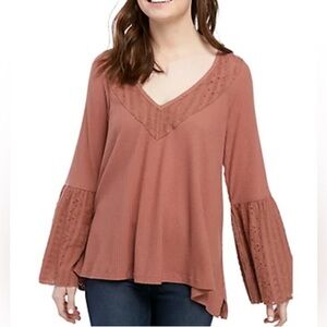 Free People Parisian Nights Bell Sleeve Top Small